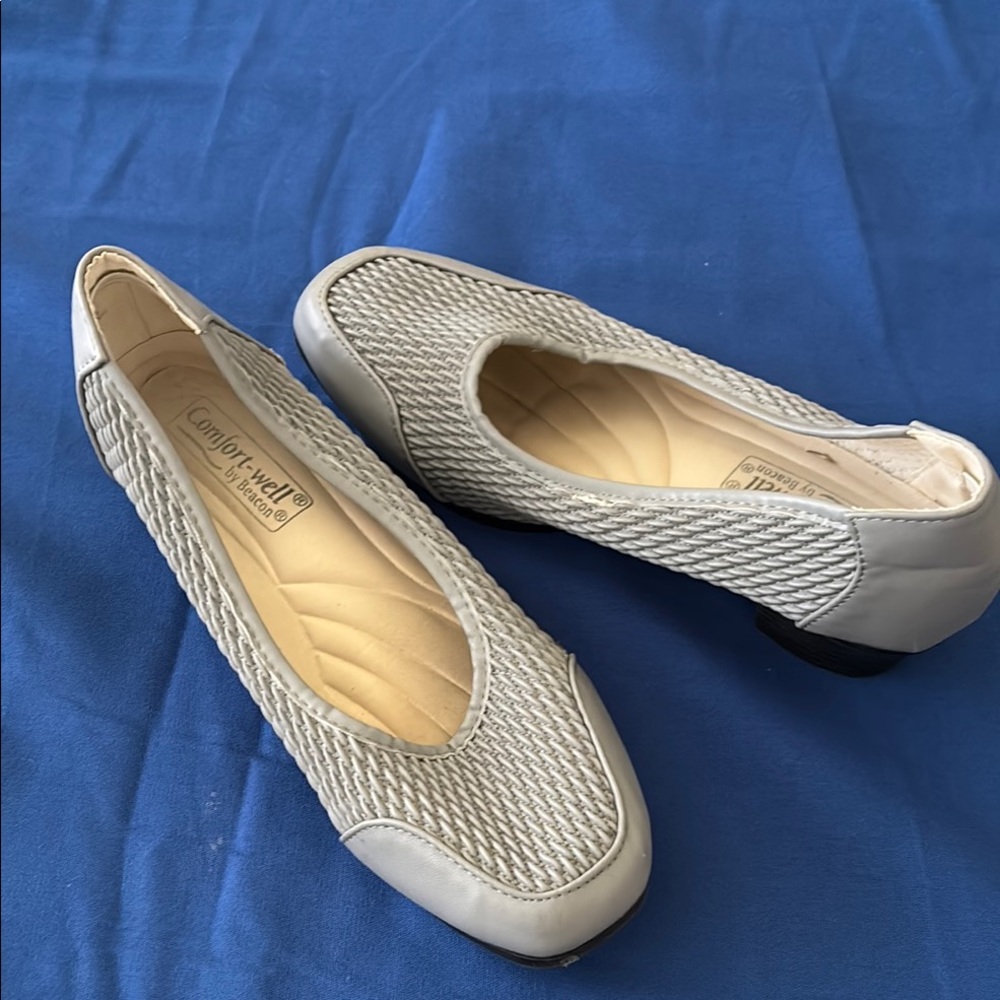 Beacon Gray Slip-On Flats with Textured Design
